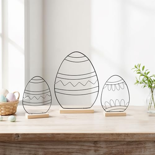 levandeo 3er Set Deko Aufsteller Osterei Metall Schwarz Osterdeko Tischdeko Frühling Ostern Frühlingsdeko Metalldeko
