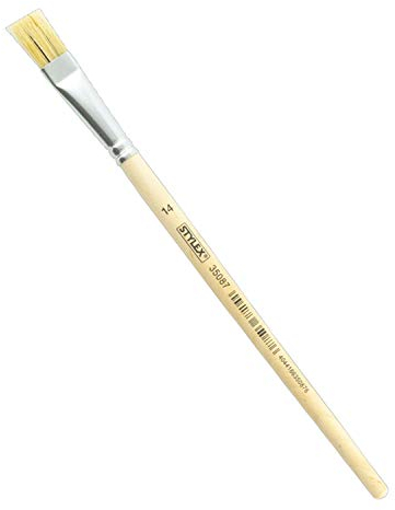 Stylex 35087 - Flacher Borstenpinsel in den Größe Nr. 14, naturbelassener Stiel, zum Malen mit Deck-, Tempera, Aquarell-, Öl- und Acrylfarben, auch für die Schule geeignet