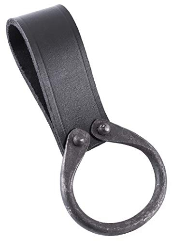 Battle-Merchant Porte-Ceinture Simple Hache en Cuir avec Anneau forgé, étui médiéval haches Porte-Hache GN (Noir)