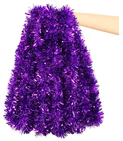VEYLIN 10 Meters Purple Chunky Christmas Tinsel for Christmas Decorations