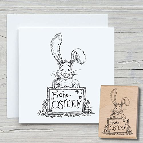 NEWSTAMPS Stempel Cäsar Motivstempel groß aus Holz & Gummi zum Karten basteln, Holzstempel, Ostern, Osterkarte, Osterhase, Scrapbook, Textilstempel, Deko, Kinder