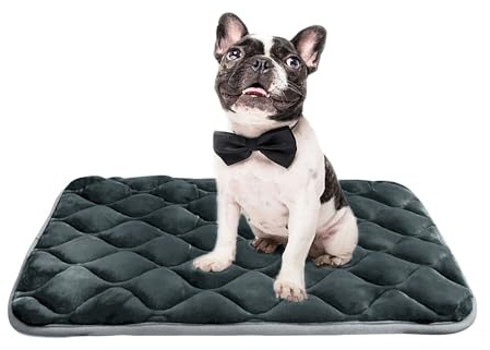 furrybaby Dog Bed Mat Flat Crate Mat with Anti-Slip Bottom Machine Washable Pet Kennel Pad for Dog Sleeping (XM 36x23'', Grey Mat)