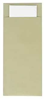 Bestecktasche | 85 x 200 mm | mit 2-lagiger Tissue-Serviette in Weiß | Besteckhülle | Besteckbeutel in verschiedenen Farben | (Oliv, 500)