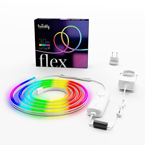 Twinkly Flex 3m, LED-Schlauch Multicolor, Flexibel und Kompatibel mit Alexa und Google Home, Gaming-Lichter, Über 16 Mio. Farben, Stromversorgung über USB-C, App-Steuerung, Weißes Kabel