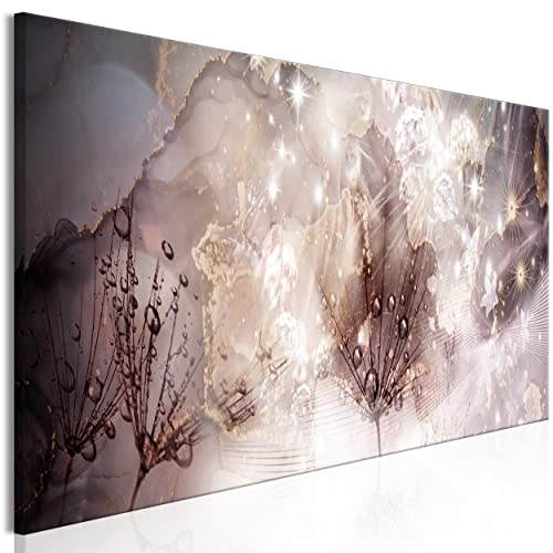 decomonkey Bilder Pusteblume 135x45 cm 1 Teilig Leinwandbilder Bild auf Leinwand Vlies Wandbild Kunstdruck Wanddeko Wand Wohnzimmer Wanddekoration Deko Modern Löwenzahn Marmor Stein Wasser