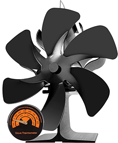 Big 6 Blades Eco Fireplace Fan - Heat Powered Silent for Home Wood Burning/Log Burner