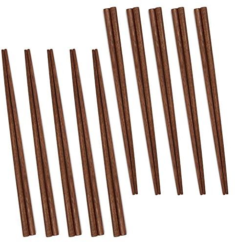 UPTALY 10 Paia Bacchette in Legno di Noce Nera (23 cm), Punta Spessa, Leggere, Minimaliste, Set di Bacchette Naturali Riutilizzabili, per Riso, Spaghetti Cinesi, Ramen Coreano, Pho Vietnamita