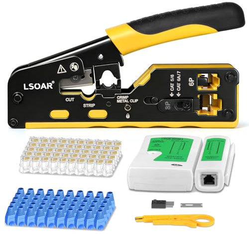 Lsoar rj45 crimpadora set red herramienta para conector de red CAT5/CAT6/CAT7