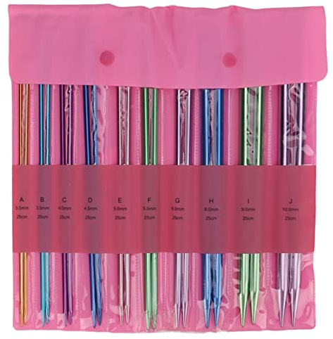 Juego de Agujas de Tejer, Juego de Agujas de Tejer de Aluminio de 25 Cm/9,8 Pulgadas, Ultraligeras de Colores de una Sola Punta, Varios Tamaños Disponibles, Juego de Agujas de