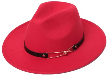 Filzhüte Jazzhüte Fedoras formelle Herrenhut Wolle Kirche breite Krempe Top Hüte Damen Filzhut rot, rot, M