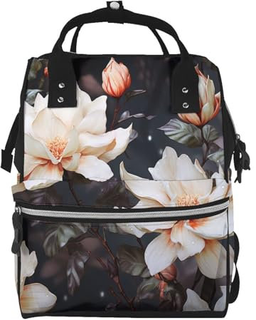 HJTRW Wickeltasche, Rucksack für Damen, wasserdicht, für Mütter, große Windeltasche, Cocktail-Party, Stilltasche, Edle Blumen, Einheitsgröße, Reiserucksäcke