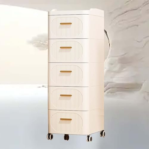 Stapelbare Aufbewahrungsbox mit Deckel Aufbewahrungsbox mit Deckel und Rollen, ideal zur Aufbewahrung von Büchern, Kleidung, Spielzeug, Bettzeug oder als Schuhkarton.(White-5 Layers,42cm)