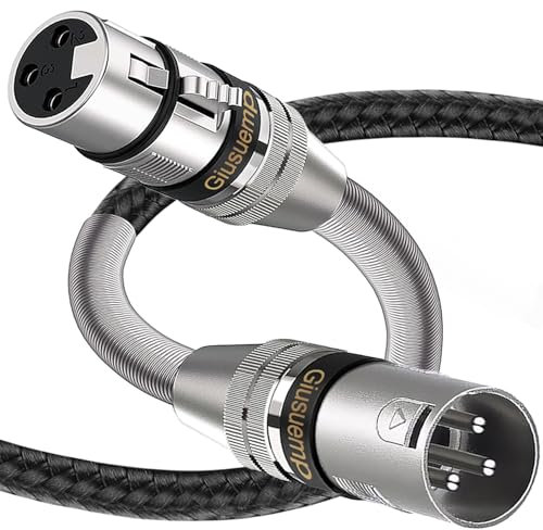 Giusuemp XLR Cables 3Ft, Premium Nylon Braided XLR Microphone Cable, Professional Shielded Mic Cable, 3-pin Balanced XLR Male to Female Cord, Metal Spring SR