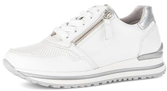 Gabor Damen Low-Top Sneaker, Frauen Halbschuhe,Komfortable Mehrweite (H),schnürer,Ugly Sneaker,dad Shoes,Weiss/Silber(perf),39 EU / 6 UK
