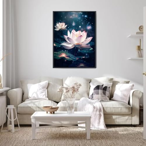5D Diamond Painting Seerose, Diamond Painting Bilder Blume mit Diamond Painting Zubehör, DIY Eckige Full Drill Crystal Art Basteln Erwachsene, Zuhause Wanddekoration, Geschenke für Frauen 40x50 cm h-9