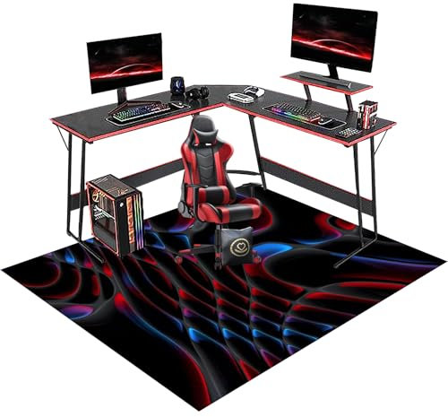 RxiBeFuw Gaming-Stuhl-Unterlage, Gaming Teppich, Stuhlmatte für Hartböden, Kratzfeste Bürostuhl Unterlage für Büro und Zuhause 60 x 90 cm, Schreibtischstuhl Unterlage für Laminat, Gamer Teppich