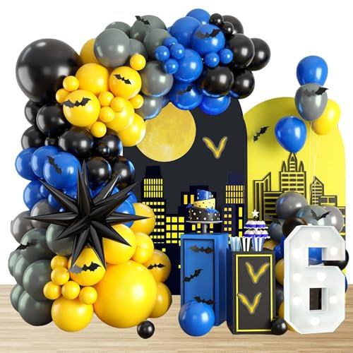 Kit Ghirlanda Arco Palloncini Festa Bat Palloncini Compleanno Super City Palloncini Alluminio Decorazioni a Tema