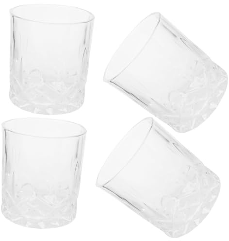 PRETYZOOM 1 Jeu Verre À Whisky Verres À Boire Petits Verres À Pied Bouteilles D'eau Verrerie Nervurée Verres À Vin Verres À Liqueur Verres À Boire Incassables Un Verre Transparent 4 Pièces