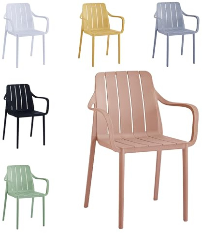 VORTIVO Gartenstuhl stapelbar - Hochwertige Outdoor-Stühle in Rosa, wetterfest, UV-beständig, bis 200 kg – für Balkon, Terrasse & Esszimmer