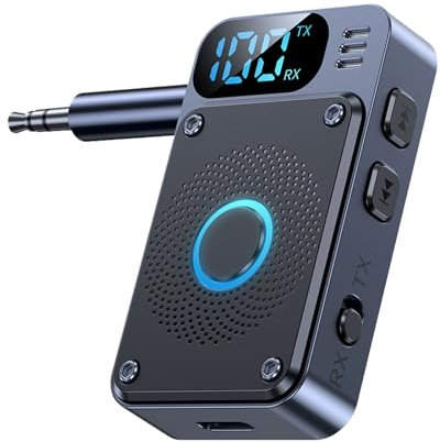 Adaptador Bluetooth 5.4, 2 en 1 Transmisor Receptor Bluetooth con AUX de 3,5 mm,micrófono Integrado,Manos Libres y música, Emisor de Audio portátil para TV, PC,Coche, Altavoces, Auriculares