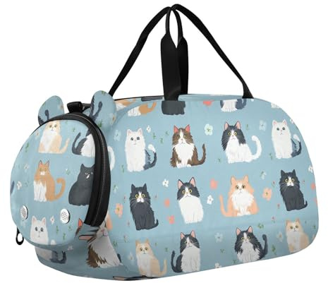 Borsa da palestra con gattini norvegesi, con scomparto per scarpe, leggera, per ragazzi e ragazze, cartone animato carino Norvegese Personalizzato Gatto gatti Neutro