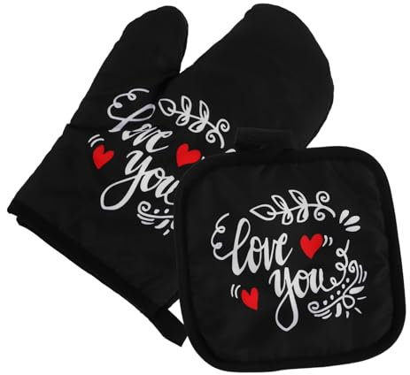 Veemoon 2pcs Thicken Non Slip Oven Mitts for Cooking Reusable Kitchen Gloves Cute Design for Microwave and Baking Comfortable Grip Stylish and Durable Heat Resistant Mitts