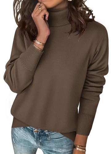 Zeagoo Pull Femme Col Roulé Hiver Chaud Chic Elégant Haut Manches Longues | Col Roulé Pulls,Élégant Doux Tricoté Jumper,Décontracté,Confortable,Automne Hiver