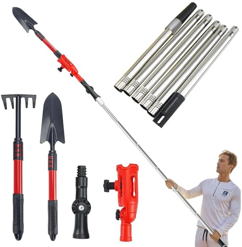 Herramienta de Limpieza de Canalones Telescópica,Cepillo de Limpieza de Canalones, Limpiador de Canalones para Limpiar Hojas, Nieve, Suciedad y Derrames, Techo,360° Ángulo Ajustable,170cm