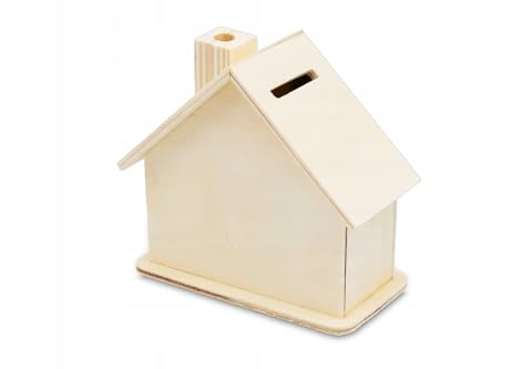Wooden World – Tirelire en Bois en Forme de Maison : Économisez avec Notre Boîte à Pièces – Parfait pour Les Loisirs Créatifs DIY – 10,5 x 11 x 6 cm