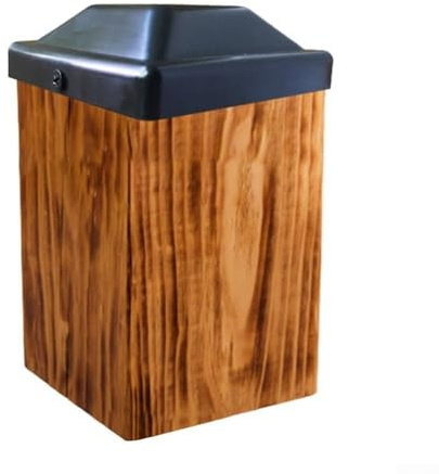 Holzpfosten, 10,2 x 10,2 cm, wetterbeständig, PP-Abdeckungen, schützen und dekorieren den Gartenzaun im Freien vor Sonne, Regen, 4 Stück, schwarzer Kunststoff-Zaunpfosten für