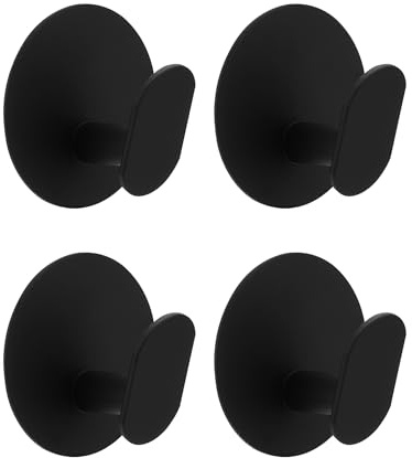Adurei 4 Pièces Crochet Adhesif Mural Rond Porte Manteau Mural Sans Percage Acier Inoxydable Porte Serviette Salle de Bain Accroche Torchon Cuisin Crochet Adhesif Serviette, Noir