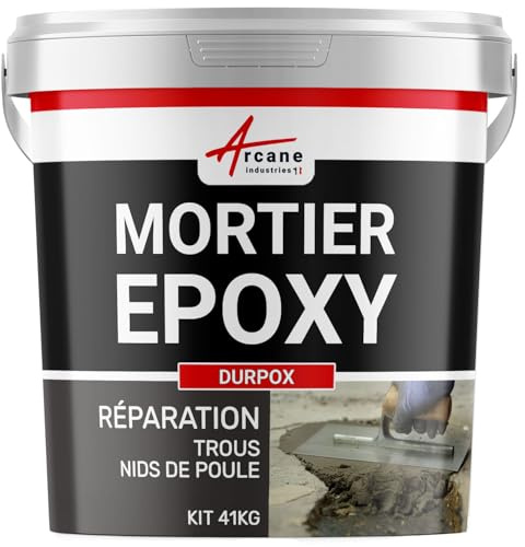 Mortier epoxy, ragreage, reparation beton, bouchage, trous, nid de poule, rattrapage de niveau : Durpox - 41 kg - ARCANE INDUSTRIES
