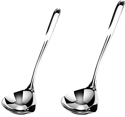 Oil Separator Spoon, Stainless Steel Fat Remover Skimmer Spoon, Grease Separator for Cooking Hot Pot Oil Filter Spoons (Size:2 Pcs)