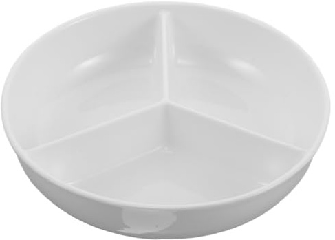 DOITOOL Ceramic Divided Serving Tray: Japanese Cereal Bowl with Divider - 3 Compartment Condiment Dish - Sectioned Serving Plate for Entertaining Snacks Appetizers Fruit Candy
