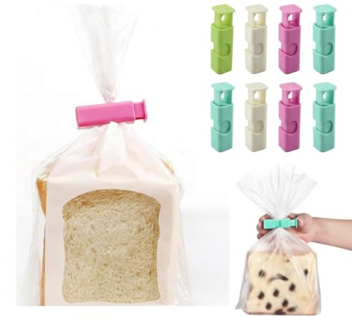 Abrazaderas, Juego de 8 Cierres para Bolsas de Cocina Herméticas para Alimentos - Pinzas de Presión para Conservar Alimentos Frescos para Pan, Cereales, Comida de Mascotas - Más Fuerte que las Bridas