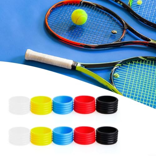 Gdfnmogo Lot de 10 poignées d'étanchéité en silicone pour raquette de tennis et de squash, 25 mm de diamètre, 5 couleurs