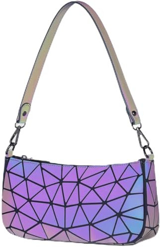 LIUNIAN Femmes Sac À Main Lumineux Boston Sac Nightglowing Triangle Géométrique Lingge Pliable Grande Capacité Mode Mat Coloré Sac À Bandoulière De Mode Sac À Bandoulière pour Femmes