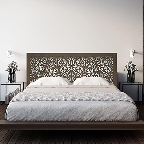 Cabecero de Cama de Madera Calada Nogal, Artesanal, 190x80 cm, 154 nogal