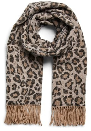 Pieces Femme Pcjira Wool Scarf Noos charpe, Naturel/AOP:LEO, Taille unique EU