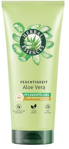 Herbal Essences Après-shampoing hydratant à l'aloe vera et au jasmin - 250 ml - Pour cheveux très secs à brillants - Avec ingrédients d'origine naturelle - Végétalien
