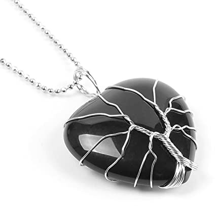 Collar Colgante De Piedra Natural,Collares De Ónix Negro En Forma De Corazón Hechos A Mano A La Moda, Colgante De Chakra Curativo, Collares Con Colgante De Amuleto De La Suerte, Joyería Para Muje