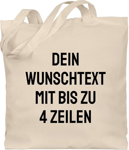 Baumwolltasche - Aufdruck selbst gestalten - Wunschtext I Eigener Text I Personalisierter Text I Custom Text - Unisize - Naturweiß - stoffbeutel wechselkleidung jutebeutel kindergarten