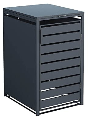 Westmann 1er Mülltonnenbox Kubus | Metall 68x80x116 cm Grau | Mülltonnen Sichtschutz & Mülltonnenverkleidung für 1 Mülltonne