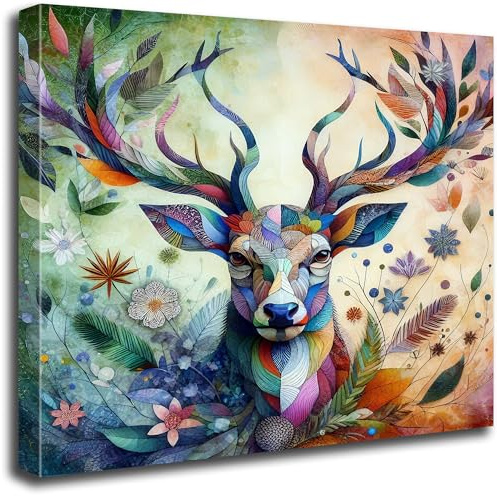 Hirsch Wandbilder auf Leinwand - modern, klassisch, künstlerisch, außergewöhnlich - verschiedene Motive und Formate (Hirsch 8, 80 x 80 cm)