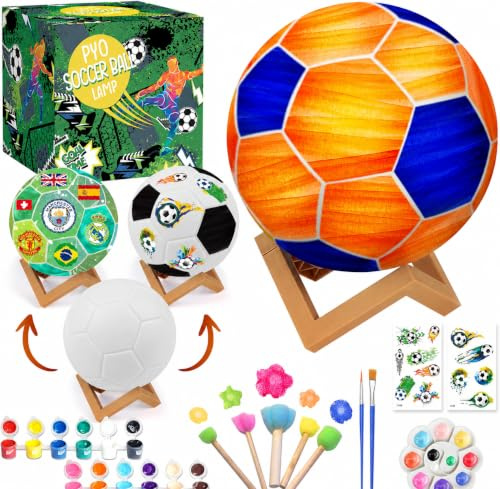 Goody King Paint Your Own Football Painting Lamp Kit for Adult, World Cup 3D Soccer Night Light Painting Lamp Art Set with Football Stickers, Stand, Creativity Kit