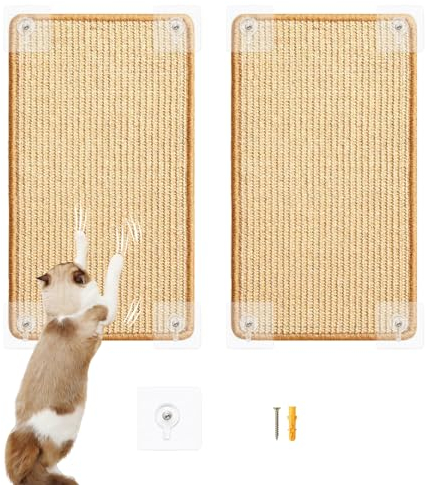 Kratzmatte Katze 30 * 60cm, 2 Stück Katzen kratzmatte Sisal, Kratzbrett Wand, Kratzwand für Katzen, Kratzbretter Katze, Kratzschutz Sofa Katze für Sofa Möbel Tür Kratzschutz