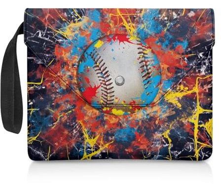 NETILGEN Buchhülle für Leseliebhaber, Geschenke, waschbar, Buchhülle mit gepolstertem Tragegriff, Lesegerät, Geschenk, 30 x 24 cm, Baseball-Graffiti