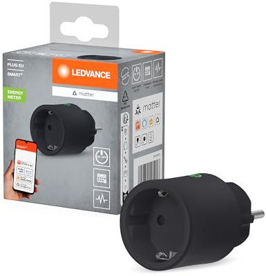 LEDVANCE SMART+ Indoor Plug, Smarte Steckdose mit Matter over WiFi,zur Einbindung konventioneller Geräte ins Smart Home, kompatibel mit Alexa, Google & Apple, misst&spart Stromverbrauch,schwarz,1-Pack