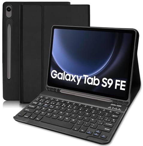 COEZFE Funda con Teclado para Samsung Galaxy Tab S10 Lite/ S10 FE 10,9 2025/ S9 FE 10.9 / S9 11 2023, Español Ñ Teclado con Funda para Samsung Galaxy Tab S10 FE / S10 Lite/ S9 FE / S9, Negro