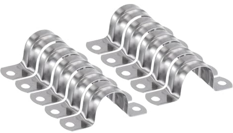 sourcing map 10pcs 1 Inch 25mm Conduit Clamps, M25 U Tube Pipe Clamp | Stainless Steel,Rigid Pipe Strap, U Shaped Bracket with Two Hole for Pipe Tube Hose Wire Cord Fixing